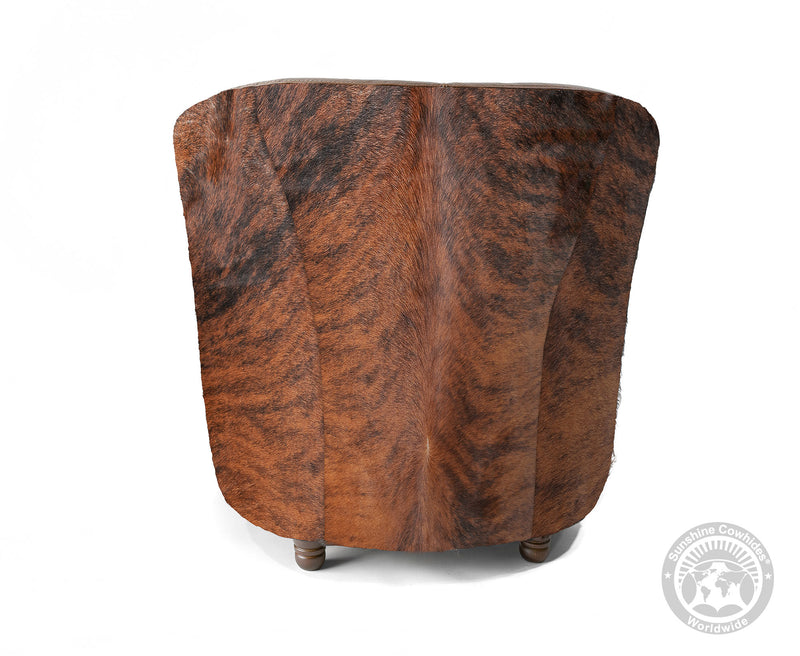 Custom Barrel Chair with Hair On Cowhide Accents