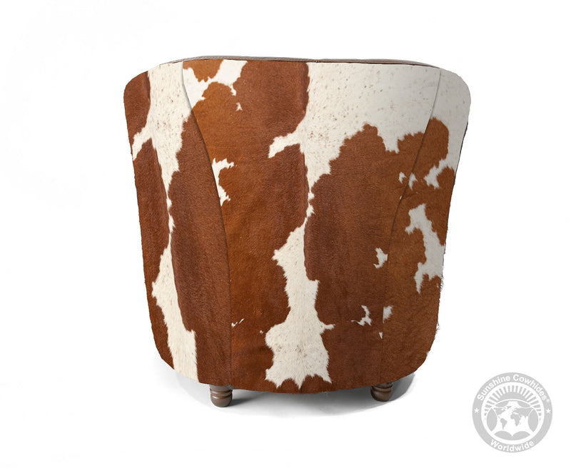 Custom Barrel Chair with Hair On Cowhide Accents