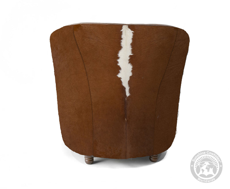 Custom Barrel Chair with Hair On Cowhide Accents