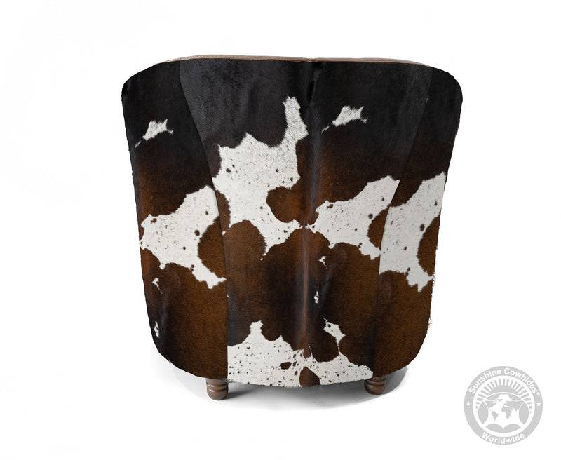 Custom Barrel Chair with Hair On Cowhide Accents