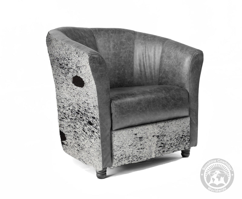 Custom Barrel Chair with Hair On Cowhide Accents