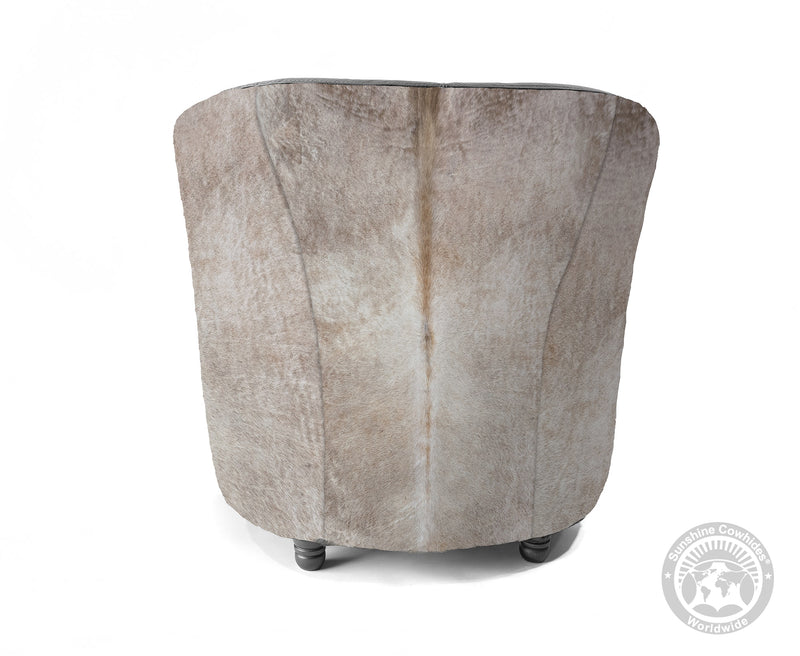 Custom Barrel Chair with Hair On Cowhide Accents