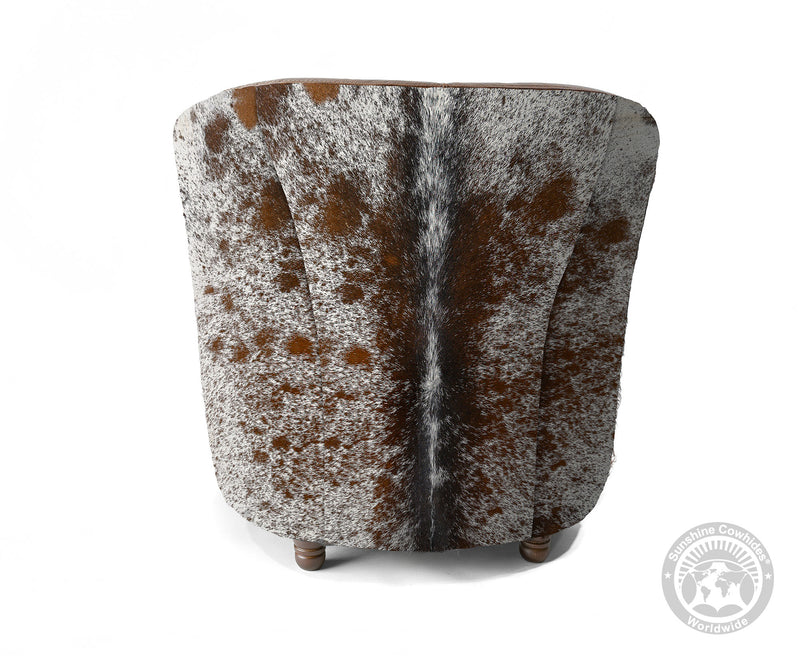 Custom Barrel Chair with Hair On Cowhide Accents