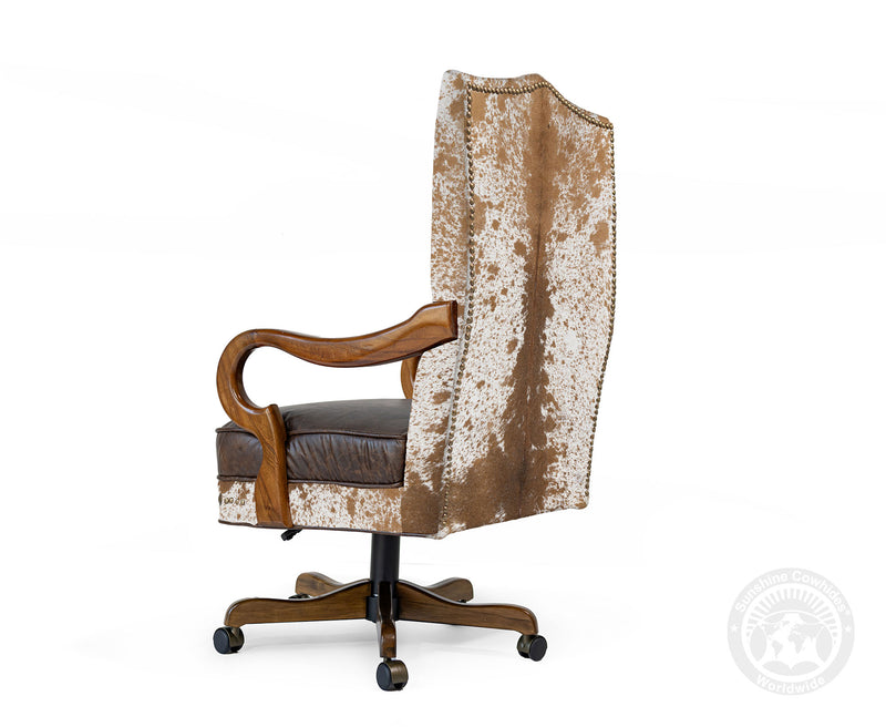 Custom Office Chair with Hair On Cowhide Accents
