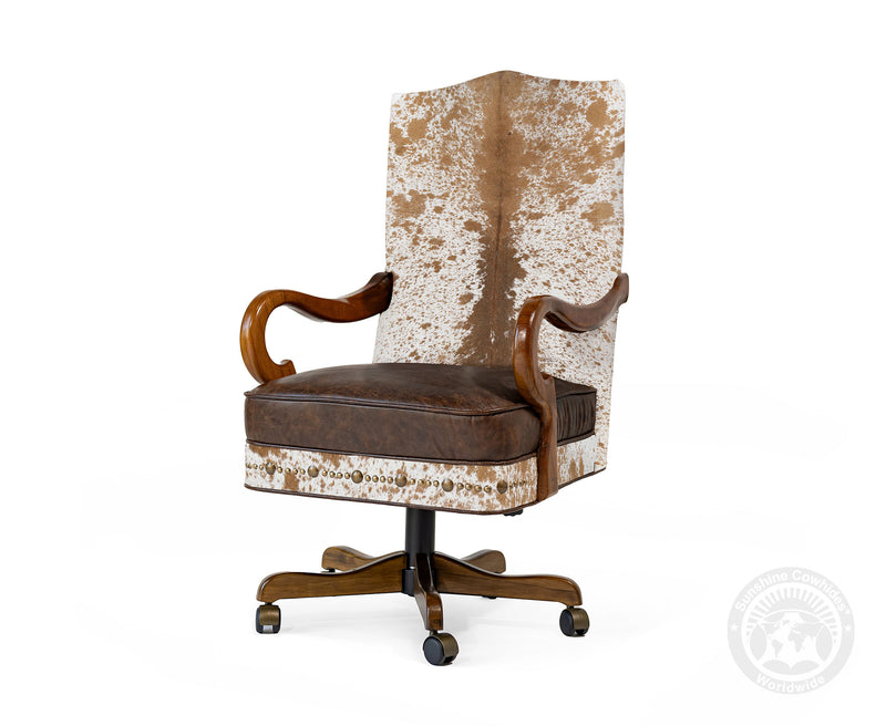 Custom Office Chair with Hair On Cowhide Accents
