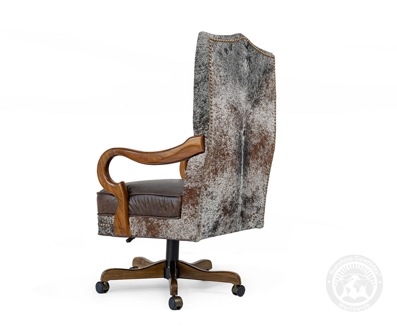 Custom Office Chair with Hair On Cowhide Accents