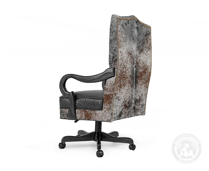 Custom Office Chair with Hair On Cowhide Accents