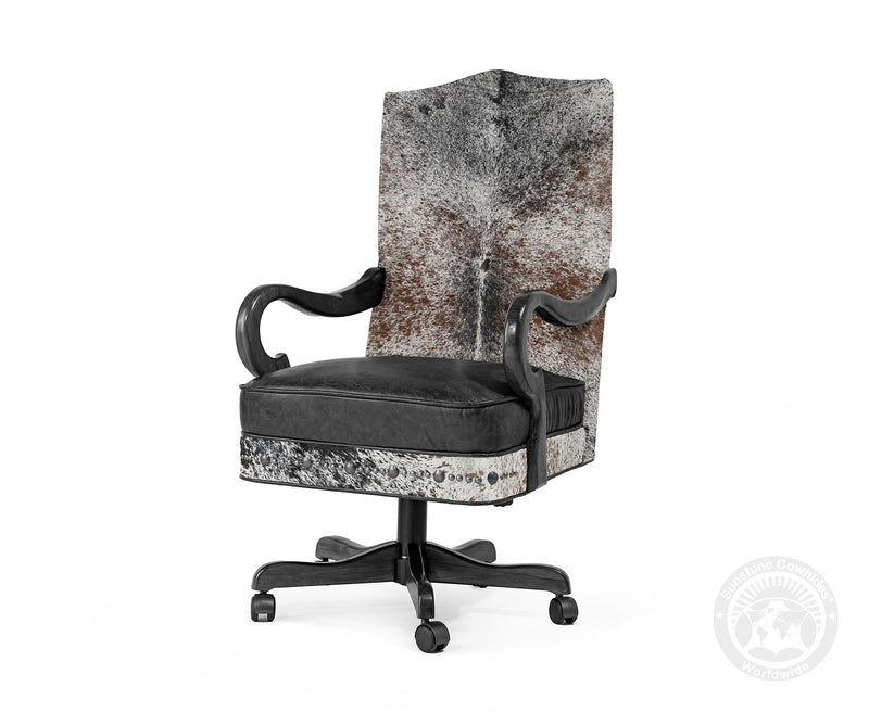 Custom Office Chair with Hair On Cowhide Accents