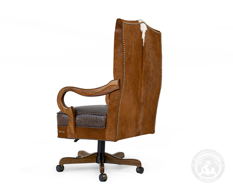 Custom Office Chair with Hair On Cowhide Accents