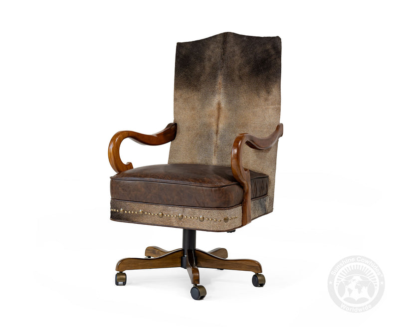 Custom Office Chair with Hair On Cowhide Accents