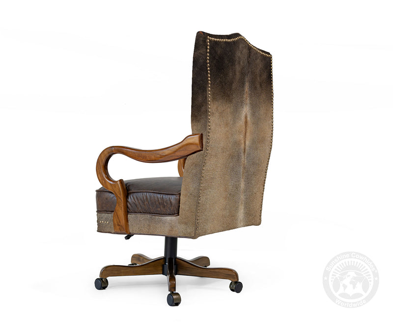 Custom Office Chair with Hair On Cowhide Accents