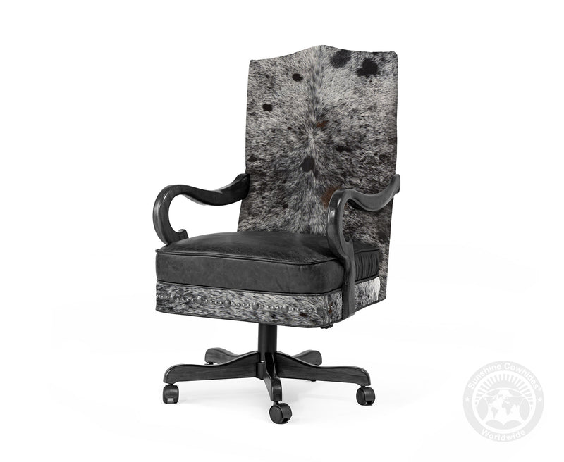 Custom Office Chair with Hair On Cowhide Accents