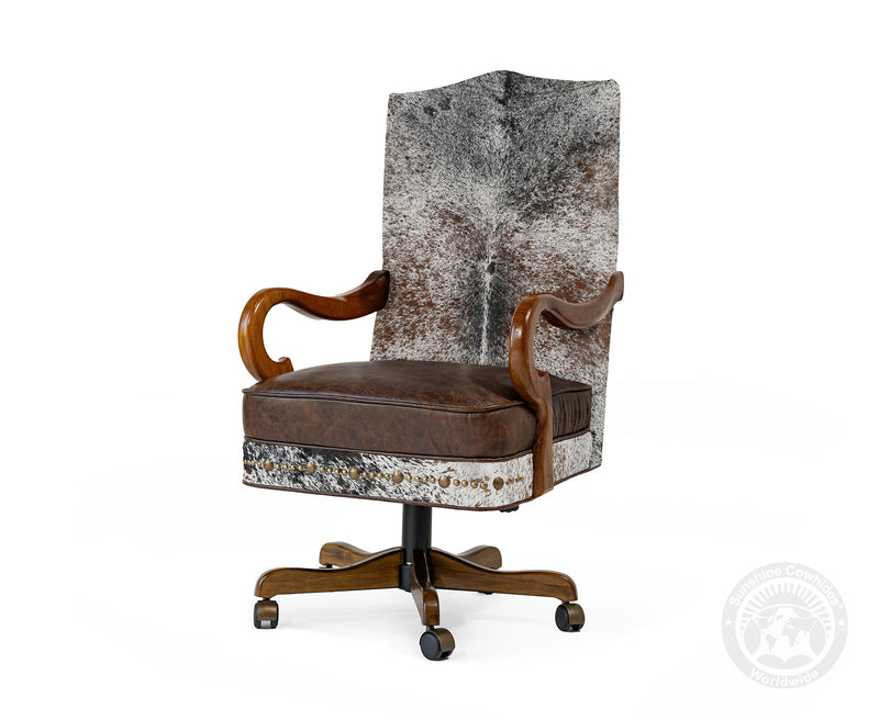 Custom Office Chair with Hair On Cowhide Accents
