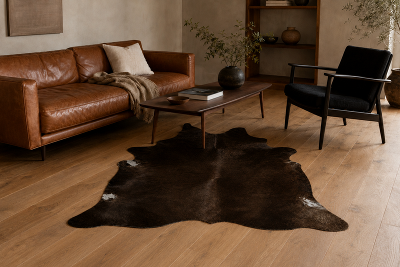 Dark Chocolate Cowhide Rug Small