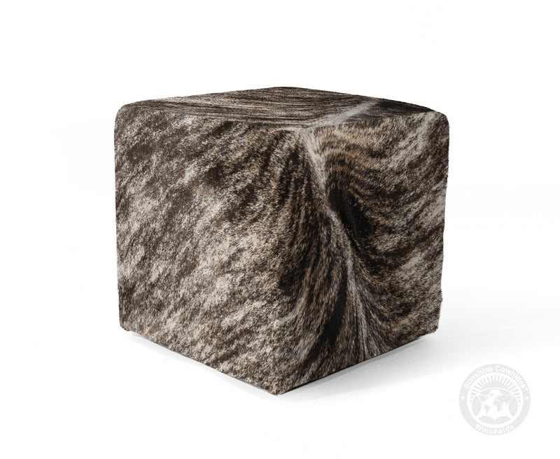 Cowhide Ottoman/ Pouf - Brindle