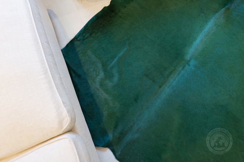 Dyed Emerald Green Cowhide Rug
