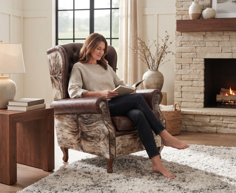 Farmhouse Wingback Chair - Brindle