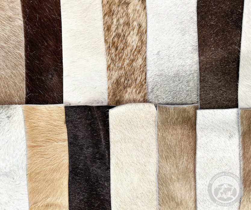 Cowhide Scraps - Assorted Colors - Stripes Approx. Size 3x8" Top Quality