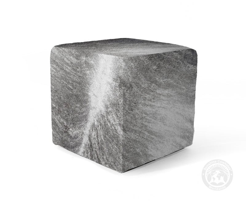 Cowhide Ottoman/ Pouf - Grey Brindle