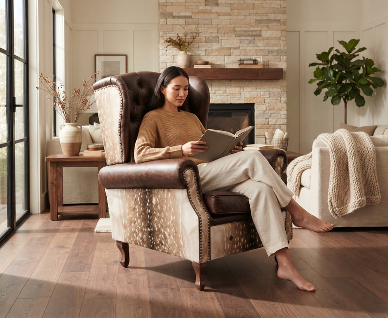 Farmhouse Wingback Chair - Antelope Light
