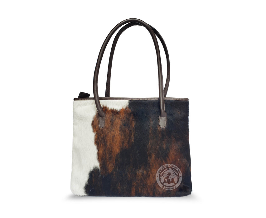 Cowhide Handbag - Tricolor