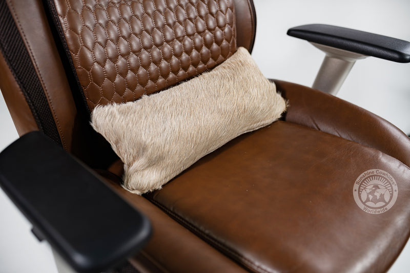 Solid Beige Cowhide Pillow Cover