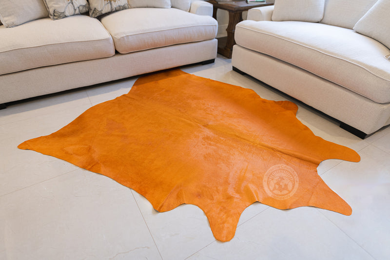 Dyed Orange Cowhide Rug