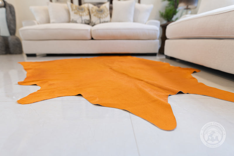 Dyed Orange Cowhide Rug