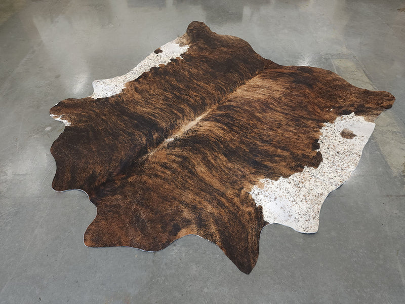 Premium Brazilian Brindle Cowhide Rug Size 7.9 X 7.9 ft