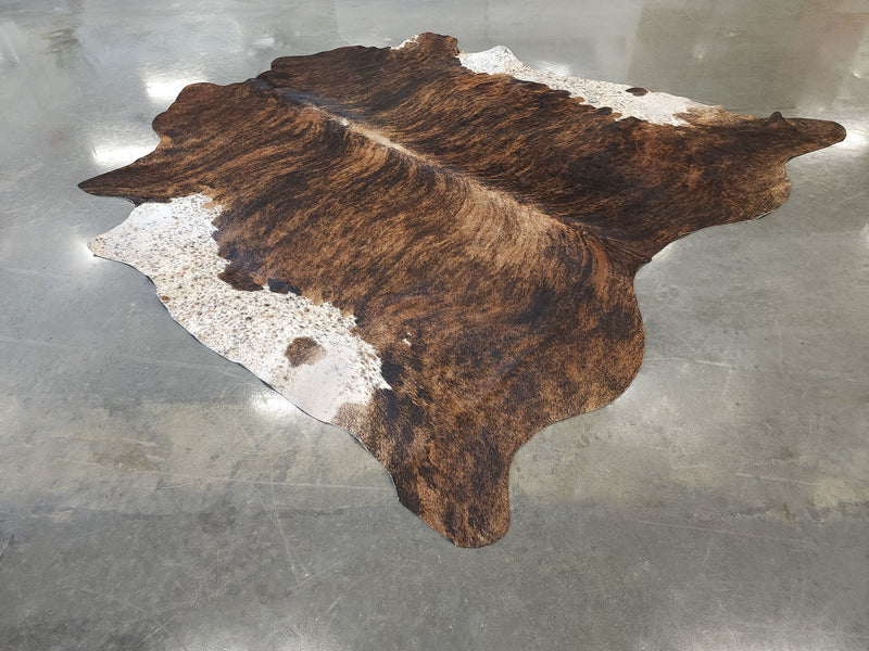 Premium Brazilian Brindle Cowhide Rug Size 7.9 X 7.9 ft
