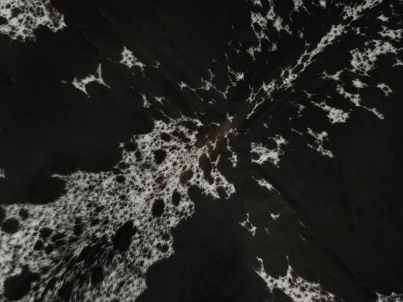 Premium Brazilian Black and White Cowhide Rug Size 7.2 X 7.4 ft