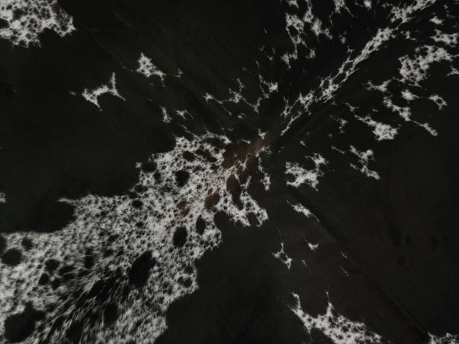 Premium Brazilian Black and White Cowhide Rug Size 7.2 X 7.4 ft
