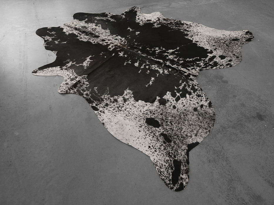 Premium Brazilian Black and White Cowhide Rug Size 7.2 X 7.4 ft