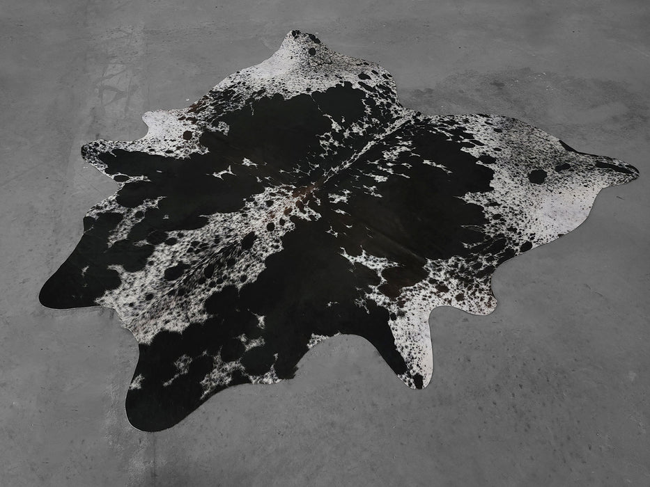 Premium Brazilian Black and White Cowhide Rug Size 7.2 X 7.4 ft