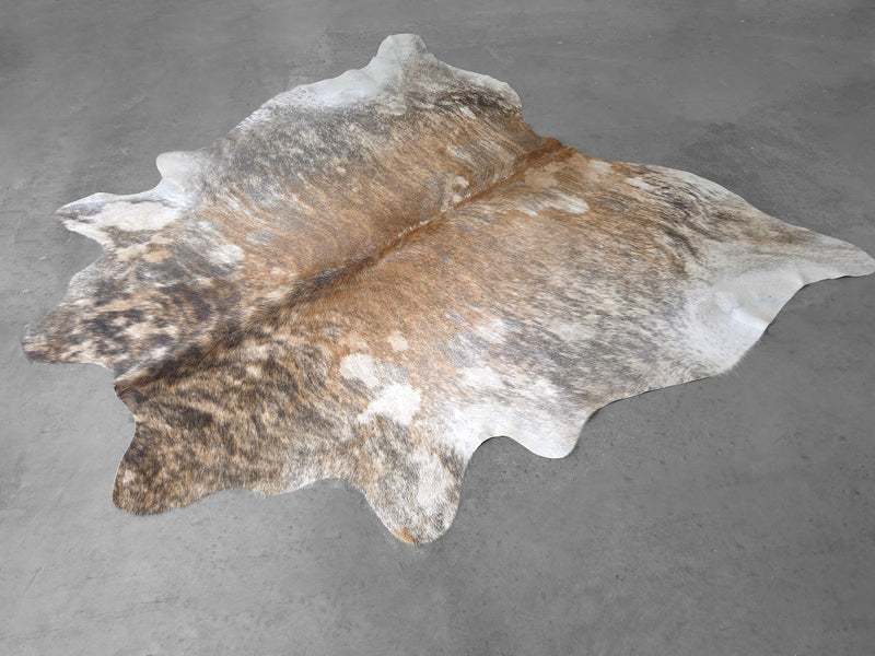Premium Brazilian Brindle Cowhide Rug Size 7.4 X 7.4 ft