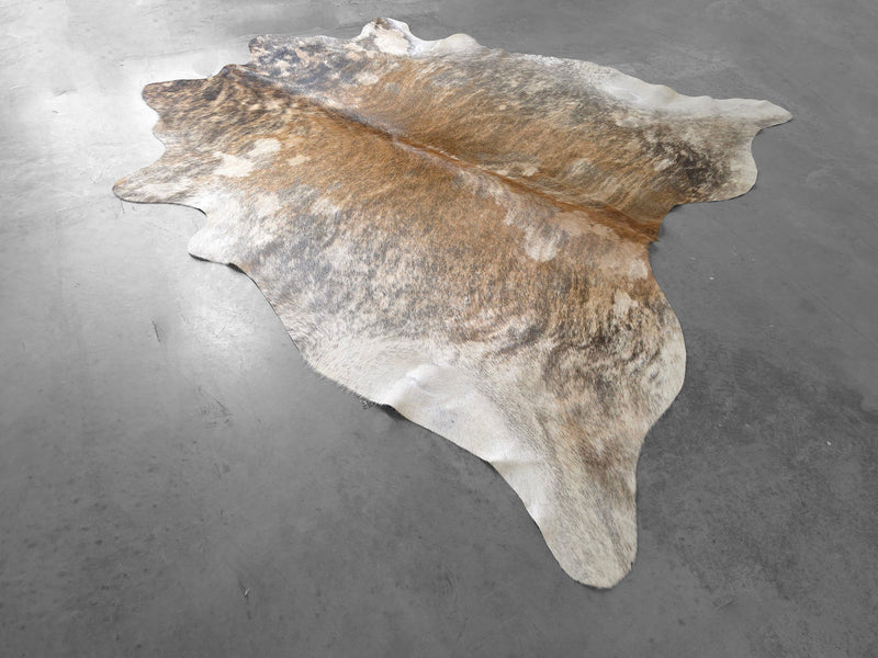 Premium Brazilian Brindle Cowhide Rug Size 7.4 X 7.4 ft