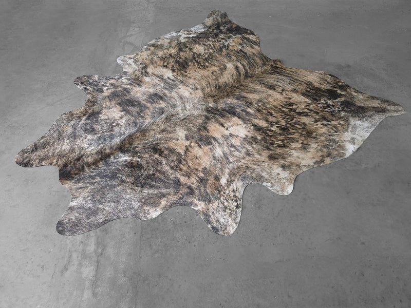 Premium Brazilian Salt and Pepper Cowhide Rug Size 7.2 X 6.2 ft