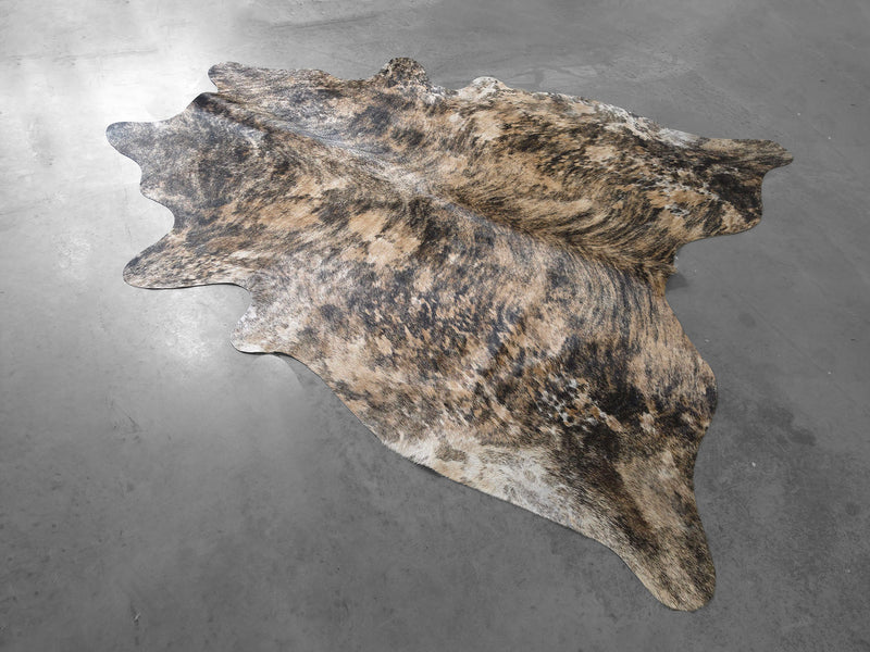 Premium Brazilian Salt and Pepper Cowhide Rug Size 7.2 X 6.2 ft