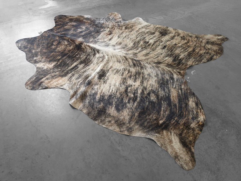 Premium Brazilian Brindle Cowhide Rug Size 7.6 X 6.7 ft