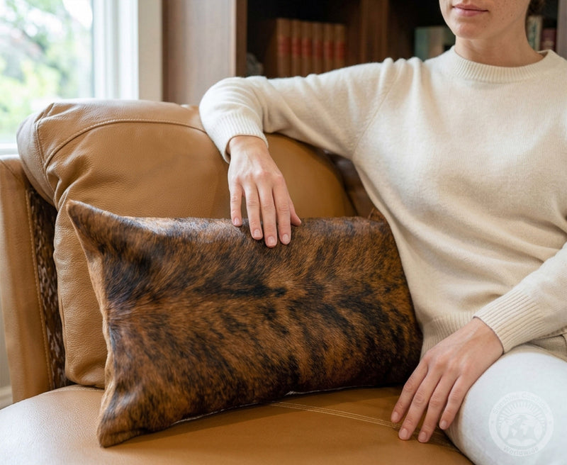 Brindle Cowhide Pillow Cover, 12" x 22"