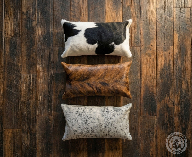 Grey Cowhide Pillow Cover, 12" x 22"