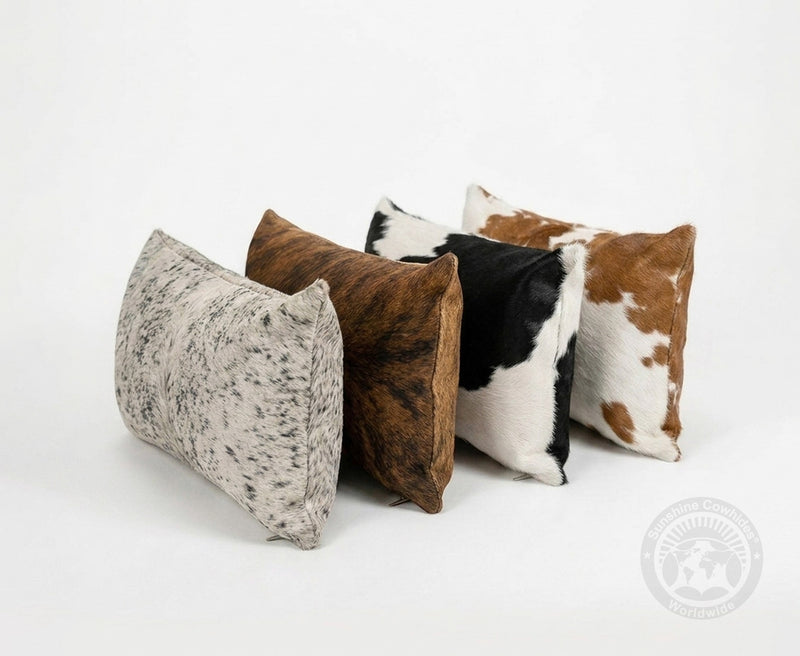 Salt and Pepper Cowhide Pillow Cover, 12" x 22"