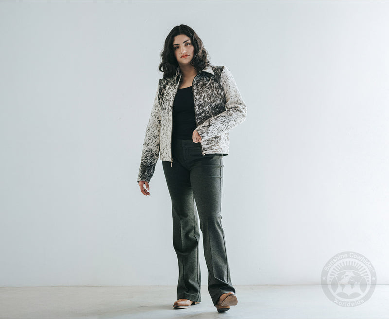Cowhide Hair-On Jacket - Salt and Pepper Tricolor