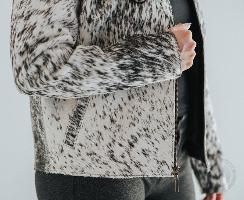 Cowhide Hair-On Jacket - Salt and Pepper Tricolor