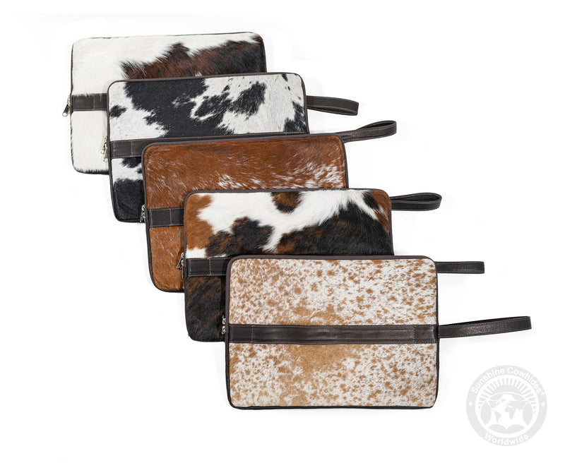 Cowhide Hair On Laptop Case - Black and White