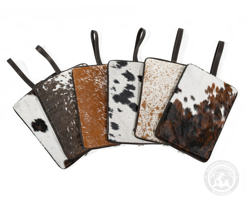 Cowhide Hair On Laptop Case - Black and White