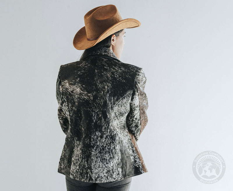 Cowhide Hair-On Jacket - Black and White Salt and Pepper
