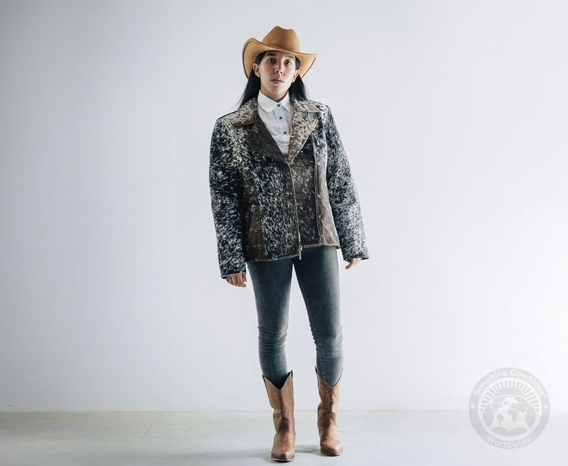 Cowhide Hair-On Jacket - Black and White Salt and Pepper