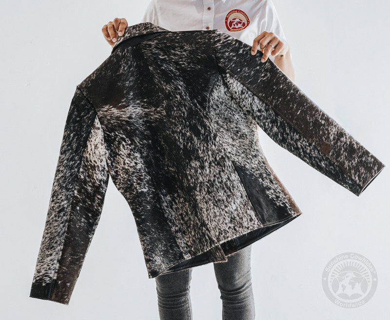 Cowhide Hair-On Jacket - Black and White Salt and Pepper
