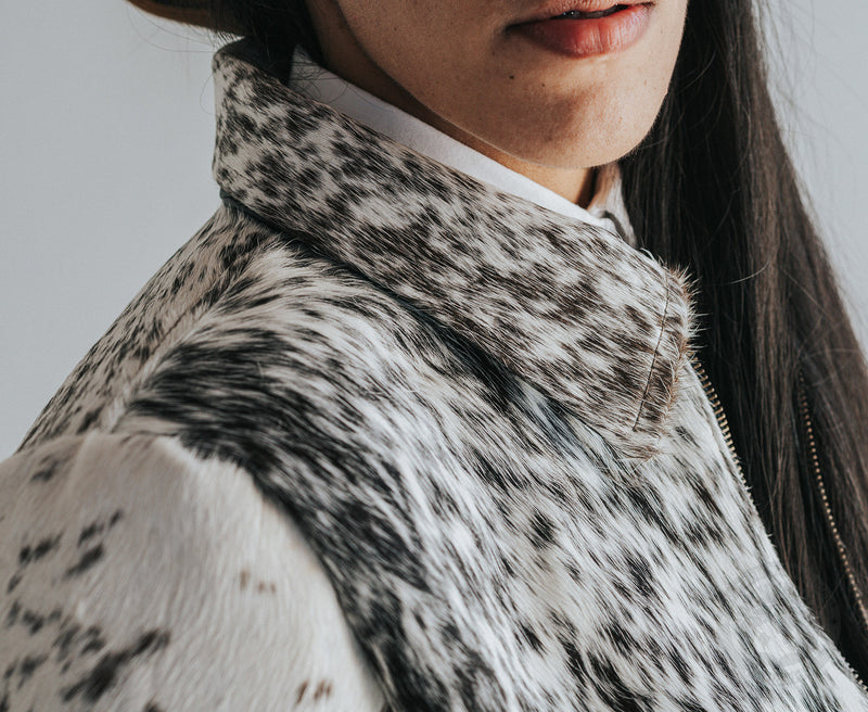 Cowhide Hair-On Jacket - Salt and Pepper Tricolor